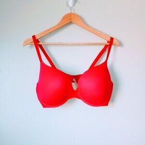 Victoria Secret Blush Red with Hot Pink Padded Low Line Bra